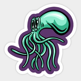 Cute Cartoon Octopus Squid Green Sticker